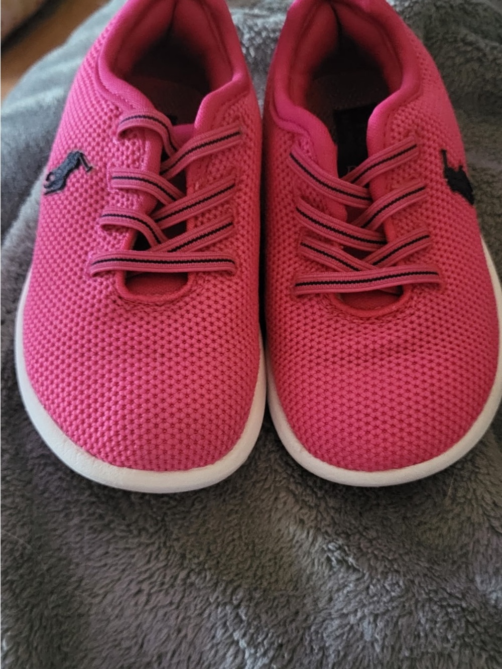 Polo by Ralph Lauren Kids Bright Pink Slip-On Sneakers with Navy Logo